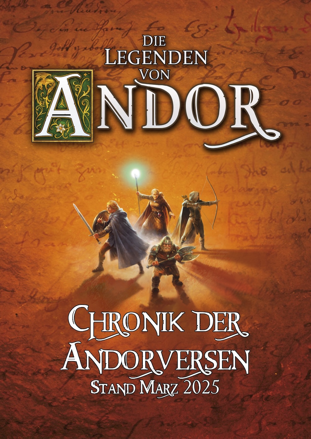 Titelbild der Chronik der Andorversen mit den vier Grundspiel-Held*innen