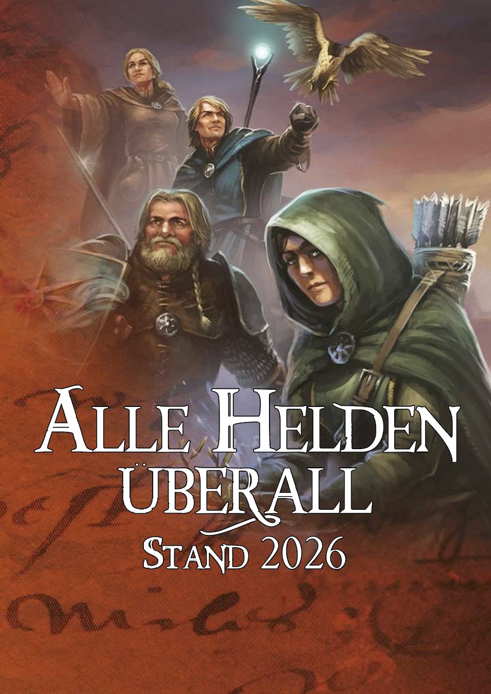 Titelbild von 'Alle Helden überall' mit den vier Grundspiel-Held*innen wie auf der offiziellen Website